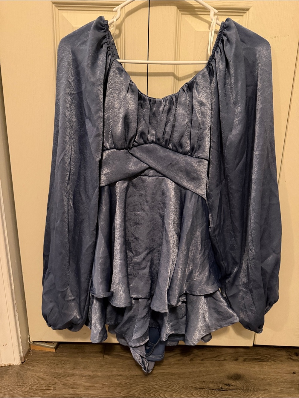 Women's Satin-Look Blue romper